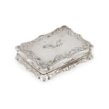 A silver vinaigrette by Nathaniel Mills, Birmingham, 1843, of shaped rectangular form, the hinged