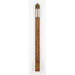 A George III satinwood and parquetry stick barometer, c.1800, with visible tube and ivory scale