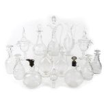 A collection of George III and Victorian glassware, comprising: four flagons, one engraved with