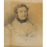 J.J. Leroy, French school, early/mid-19th century- Portrait of a man with a bow tie; pencil on