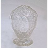 An English glass vase, late 19th century, possibly by Stevens & Williams, the ogee body intaglio