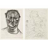 Peter Howson, British b.1958- The Terries and Tony, 1990; two etchings on wove, each signed,
