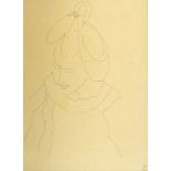 Yehuda Bacon, Israeli b.1929- Female figure; pen on paper, signed lower right, 21.5 x 17.5 cm: