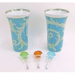 A pair of modern Rosenthal for Versace 'Arabesque' vases, with scrolling foliate decoration on a