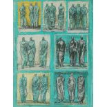 Henry Moore OM CH FBA, British 1898-1986- Studies of Three Standing Figures, 1949; lithograph in