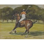 D. Haskell Chhuy, American, late 20th/early 21st century- Playing polo; watercolour, signed lower