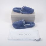 Jimmy Choo: a pair of Aliette flat slippers, shearling with pearl and crystal trim and leather sole,