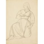 Colin Gill NEAC, British 1892-1940- Annarella, 1914; pencil on paper laid down on card, signed and