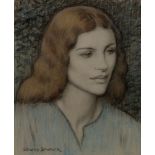 Lewis Baumer RI PS, British 1870–1963 - Portrait of a woman; coloured chalk on paper, signed lower