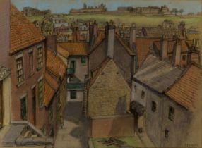 Charles Herbert Lewis Emanuel, British 1868-1962 - Whitby Roofs; black and coloured chalk on buff-
