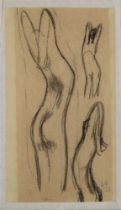 Leon Underwood, British 1890-1975 – Three Nude studies with raised arms, 1933; charcoal on paper,