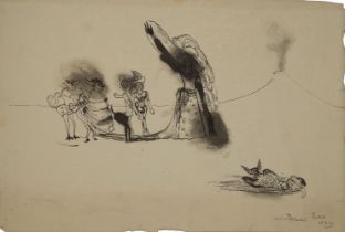 Sir Francis Rose, British 1909-1979 - Theatrical scene, 1932; ink on paper, signed and dated '