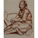James Stroudley ARCA, British 1906-1985 - Sitting female figure; red chalk on paper, 46.6 x 37.8 cm: