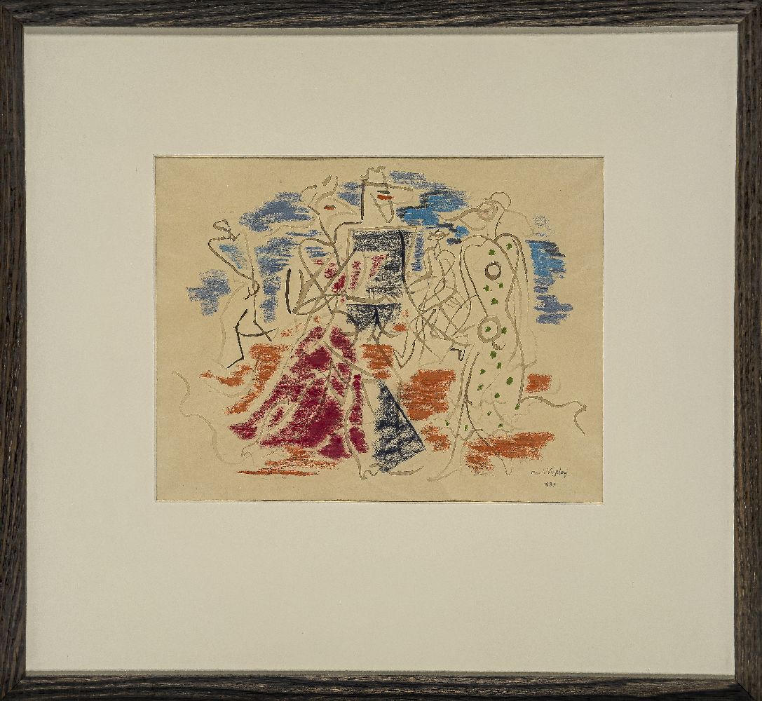 Paule Vézelay, British 1892-1984 - Figures by the sea, 1931; pastel and watercolour on paper, signed - Image 2 of 3