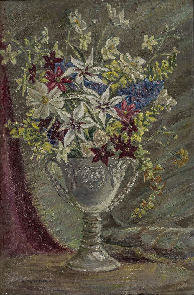 Lady Muriel Wheeler SWA, British 1888-1979 - Flowers in a vase; oil on canvas, signed and dated