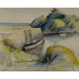Stuart Armfield, British 1916–1999- Polperro; pen and black ink and watercolour on paper, signed and