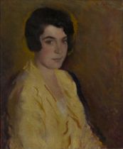 Eileen Robey, British b.1902 - Portrait of a woman in yellow; oil on canvas, signed upper right 'E