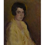 Eileen Robey, British b.1902 - Portrait of a woman in yellow; oil on canvas, signed upper right 'E