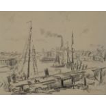 Elliott Seabrooke LG, British 1886-1950 - View in Sète, Occitanie, 1911; pencil on paper, signed