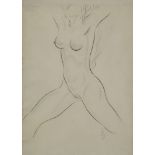 Eric Gill ARA, British 1882-1940 - Leaping nude; pencil on paper, signed with initials lower