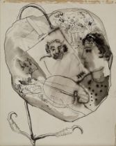 Sir Francis Rose, British 1909-1979 - Line of Beauty; ink on paper, titled lower centre 'Line of