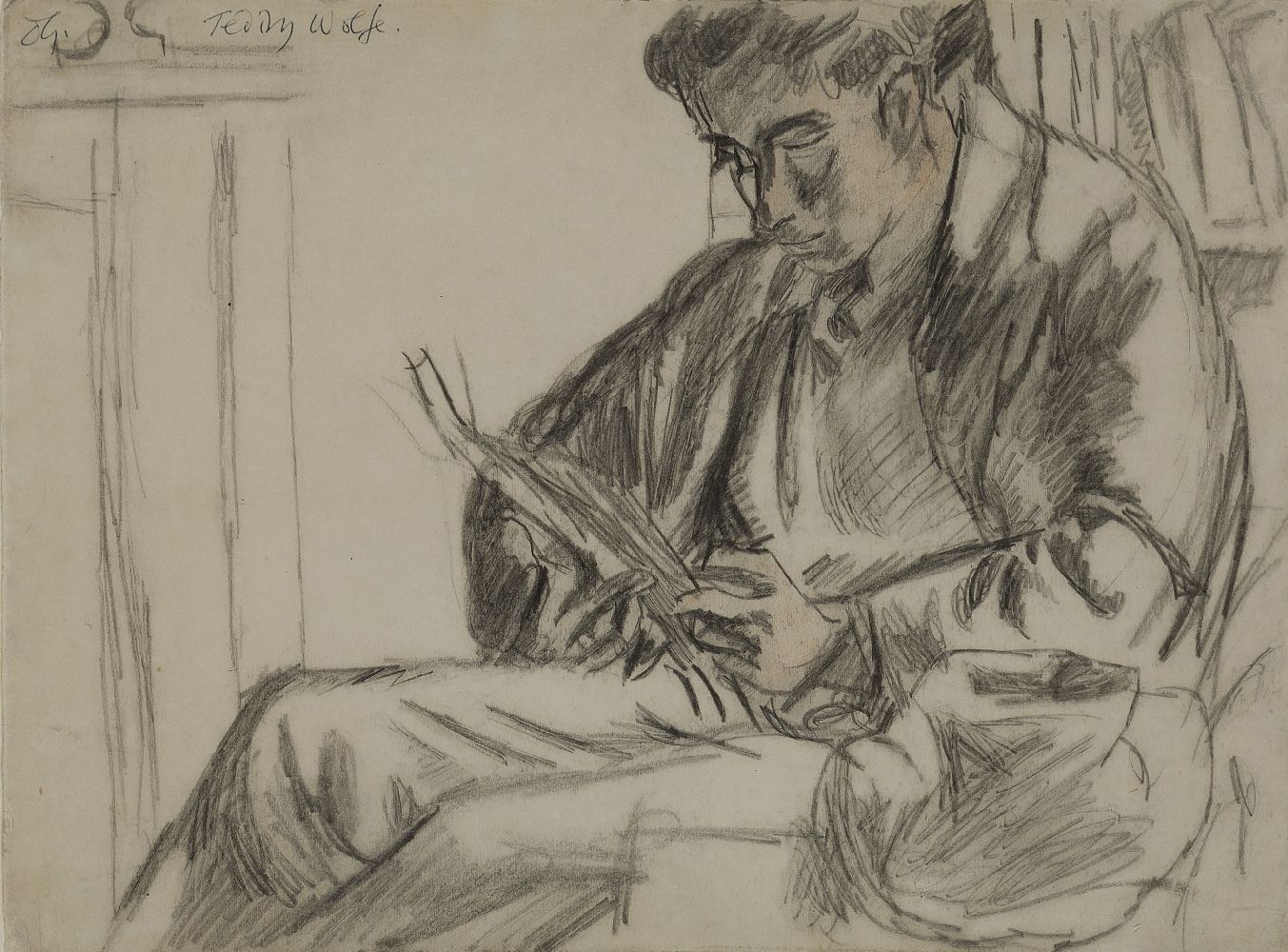 Duncan Grant, British 1885-1978 - Portrait of Edward Wolfe; pencil on paper, signed with initials