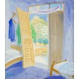 Nicholas Hely Hutchinson, British b.1955 - Bedroom Door, Sifnos; gouache and pencil on paper, signed