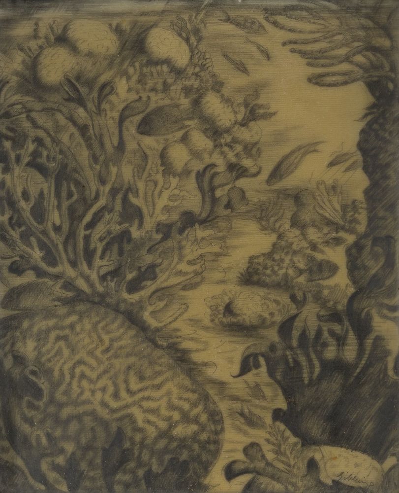 Robert Gibbings, Irish 1889–1958 - The Red Sea, 1938; pencil on xylonite, signed lower right '