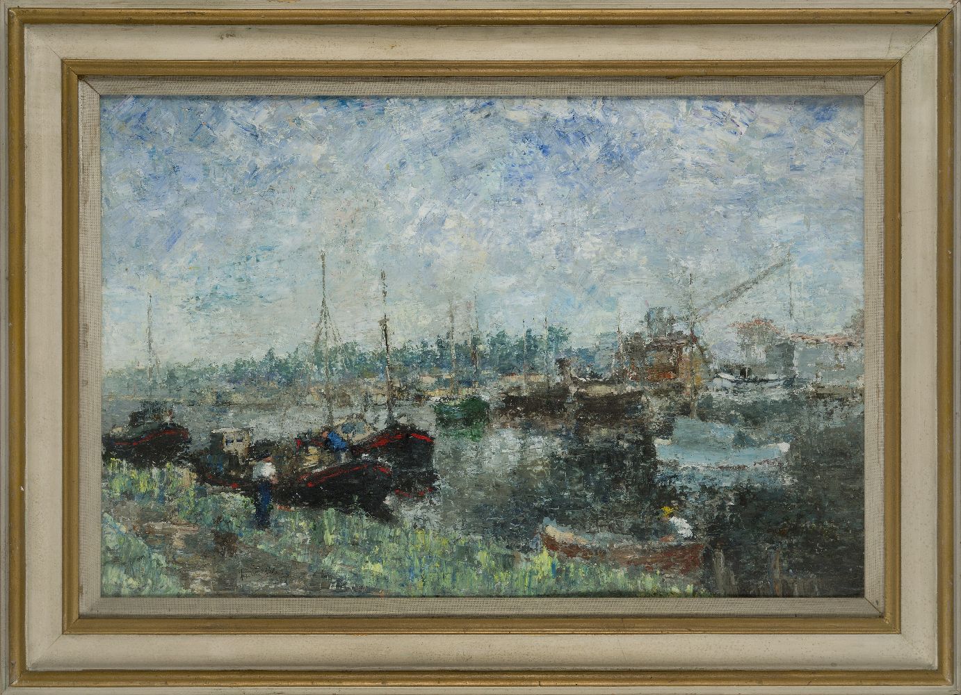 Nairne Tate, British 1896-1974 - Harbour; oil on board, signed lower left 'Nairne Tate', 50.5 x 65.4 - Image 2 of 3