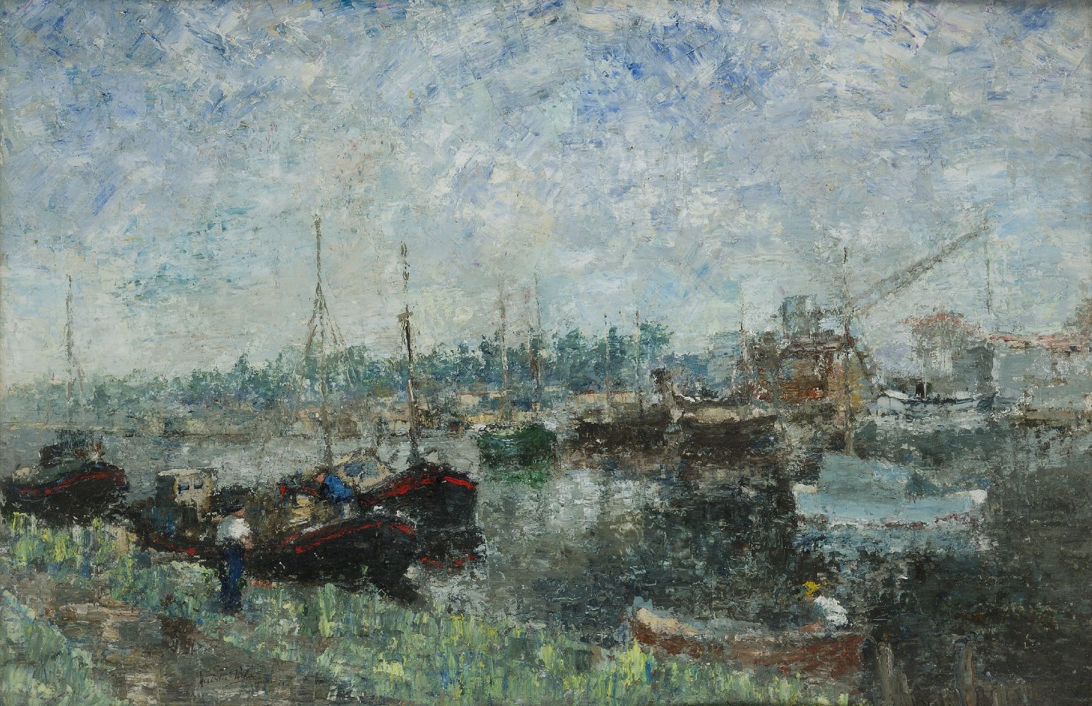 Nairne Tate, British 1896-1974 - Harbour; oil on board, signed lower left 'Nairne Tate', 50.5 x 65.4