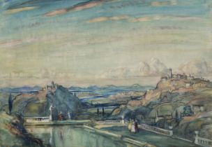 Joseph Alfred Terry, British 1872–1939 - Classical landscape; watercolour on paper, with studio sale