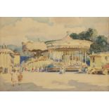 George Sheringham, British 1884-1937 - Scene at a fairground; watercolour on paper, signed lower