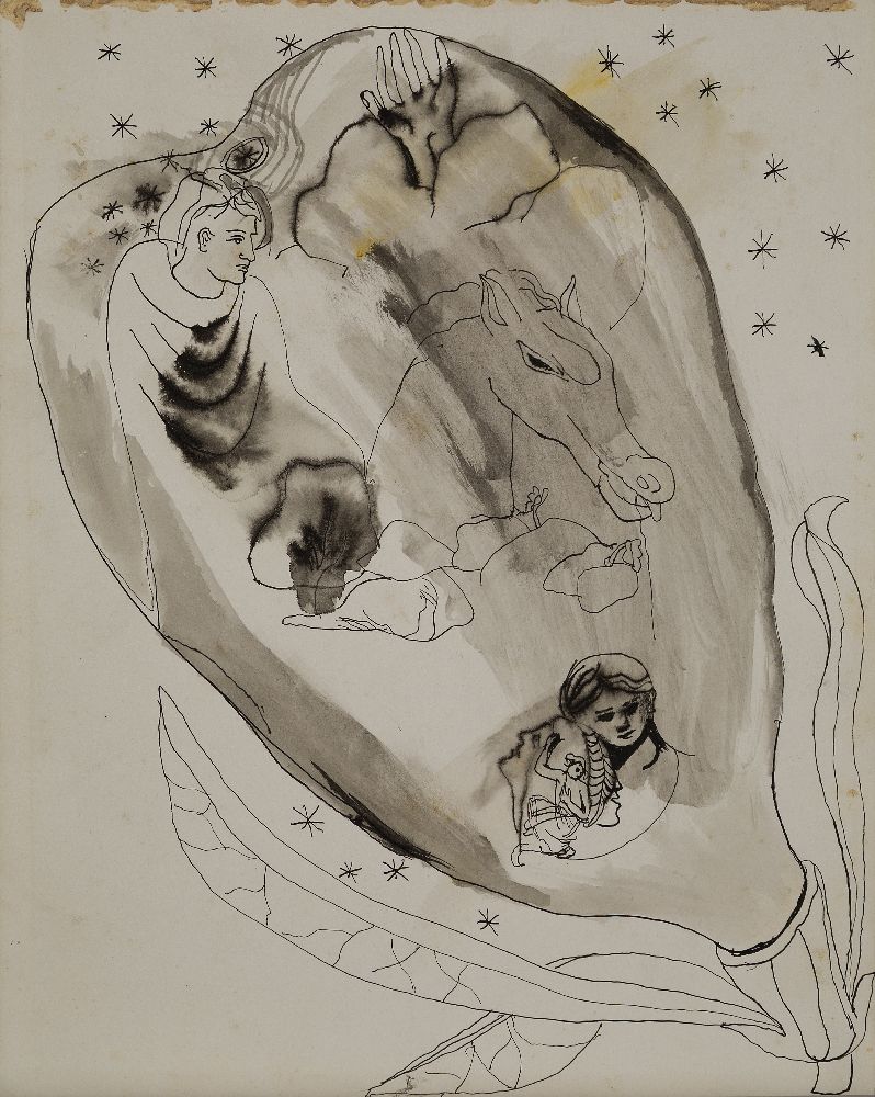 Sir Francis Rose, British 1909-1979 - Creation of woman, no.111; ink on paper, titled lower right - Image 3 of 3