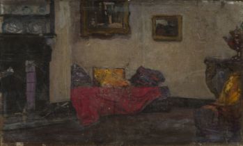 Mary Ethel Hunter, British 1878-1936 - Interior scene; oil on canvas, signed with initials lower