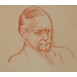 Helen Wilson VPPS, British 1903-1972- Portrait of Sir Arnold Bax, head and shoulders turned to the