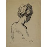 Mervyn Peake, British 1911–1968 - Maeve after the bath, 1938; ink on paper, signed and dated lower