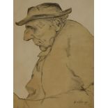Edmond Xavier Kapp, British 1890–1978 - Viscount Cecil; black chalk on irregularly shaped paper,