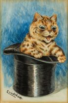 Louis Wain, British 1860-1939 - Daddy Won’t Mind!; ink and watercolour on paper, signed lower