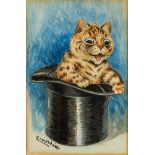 Louis Wain, British 1860-1939 - Daddy Won’t Mind!; ink and watercolour on paper, signed lower