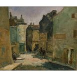 Ronald Ossory Dunlop RBA, Irish 1894-1973 - Street scene; oil on canvas, signed lower right '