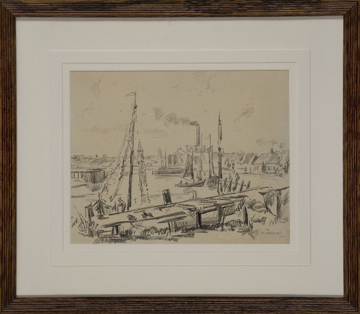 Elliott Seabrooke LG, British 1886-1950 - View in Sète, Occitanie, 1911; pencil on paper, signed - Image 2 of 3