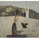 Norman Miller, British d.2013 - Man and Bird, 1970; oil on board, signed lower right 'Miller, 91.4 x