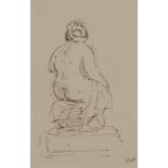 Edward Ardizzone CBE RA, British 1900-1979 - Female nude, seated on a stool, seen from behind; pen