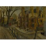 George Hann, British/German 1900-1979 - Street scene; oil on board, signed lower left 'George Hann'