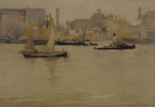 Biddy MacDonald Jamieson, Scottish 1871-1952 - On the River Thames, Sutton, 1906; watercolour on