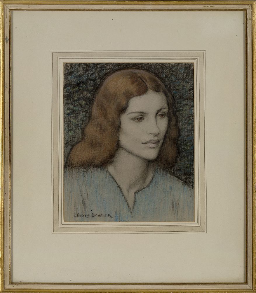 Lewis Baumer RI PS, British 1870–1963 - Portrait of a woman; coloured chalk on paper, signed lower - Image 2 of 3