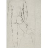 Glyn Philpot RA, British 1884–1937 - Nude Back View (with 'Hands Study' on the reverse); pencil on