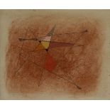 John Wells, British 1907-2000 - Abstract composition in red and yellow; pastel and pencil on