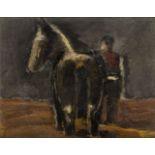 Josef Herman OBE RA, British/Polish 1911-2000 - Man and Horse; oil on paper laid down on board, 18.1