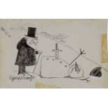 Gerald Scarfe CBE RDI, British b.1936 - Man and snowman, 1963; ink and correction fluid on paper,